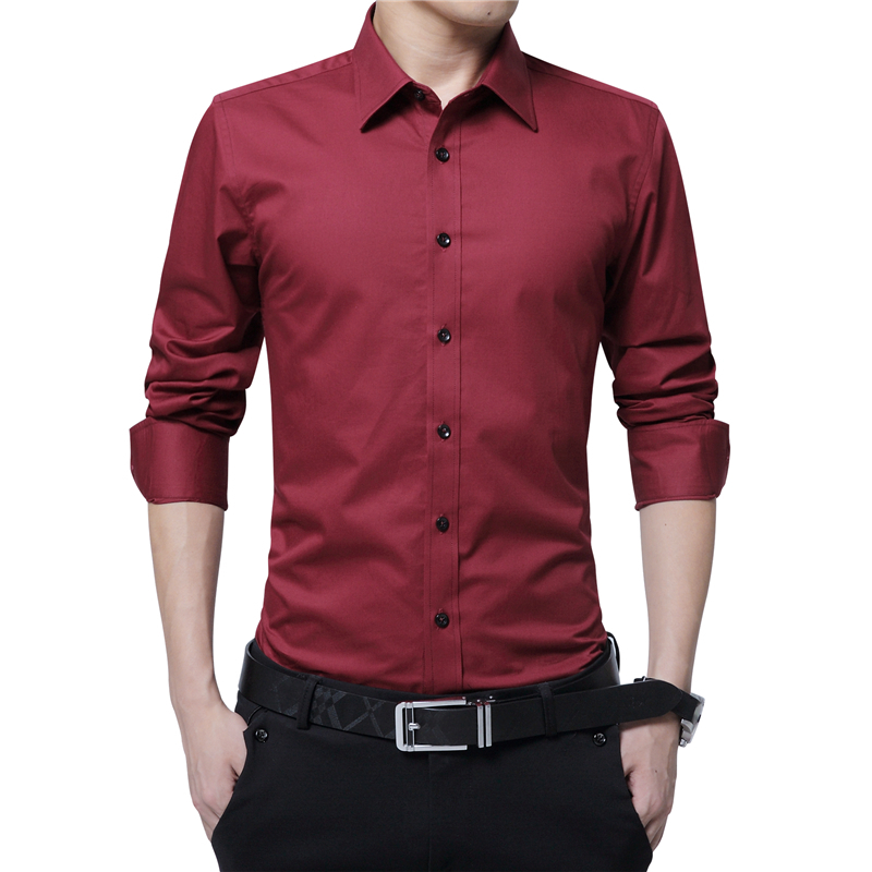 Men’s Formal Shirt Solid Color Turn-neck